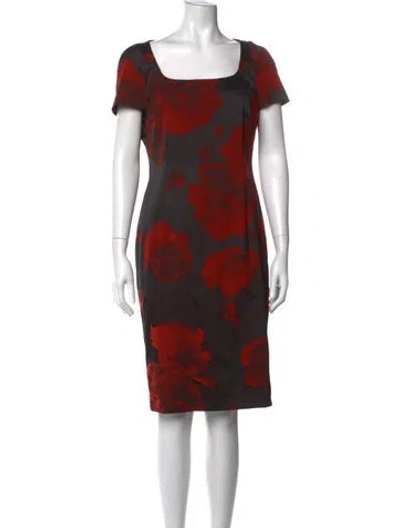 Pre-owned Escada Floral Print Knee-length Dress In Black