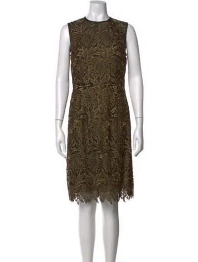Pre-owned Escada Floral Print Knee-length Dress In Black