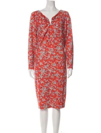 Pre-owned Escada Floral Print Knee-length Dress In Multi