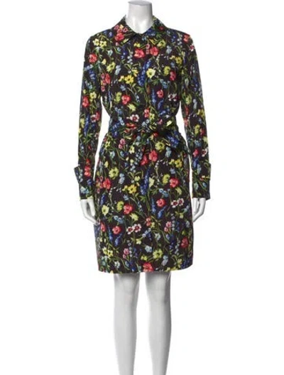 Pre-owned Escada Floral Print Knee-length Dress In Multi