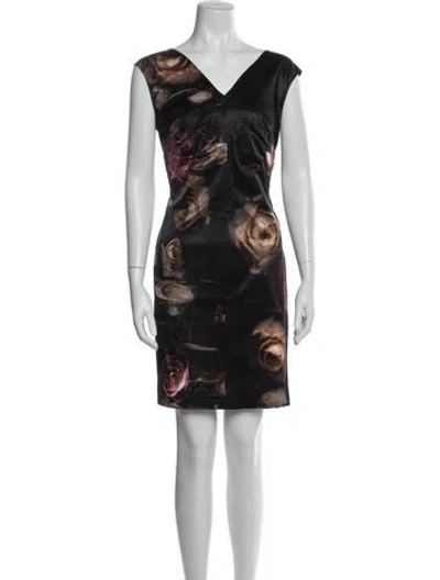 Pre-owned Escada Floral Print Knee-length Dress In Multicolor