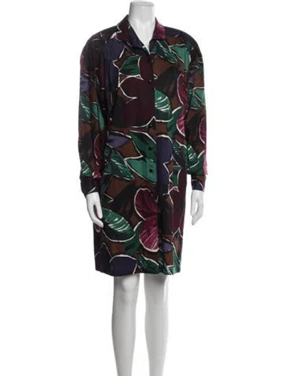 Pre-owned Escada Floral Print Knee-length Dress In Multicolor