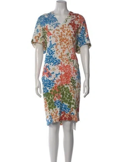 Pre-owned Escada Floral Print Knee-length Dress In Neutral