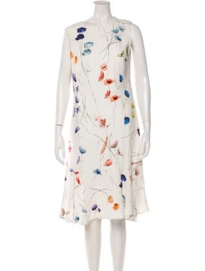 Pre-owned Escada Floral Print Knee-length Dress In Neutral