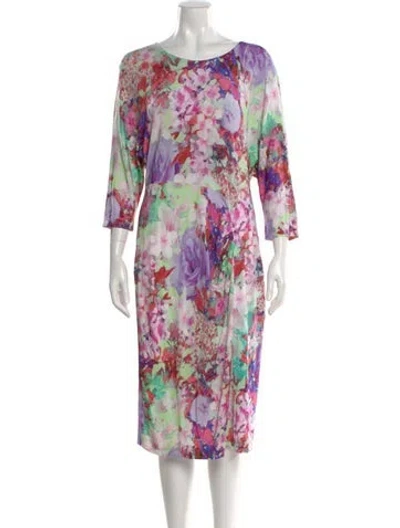 Pre-owned Escada Floral Print Knee-length Dress In Neutral
