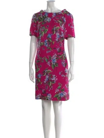Pre-owned Escada Floral Print Knee-length Dress In Pink