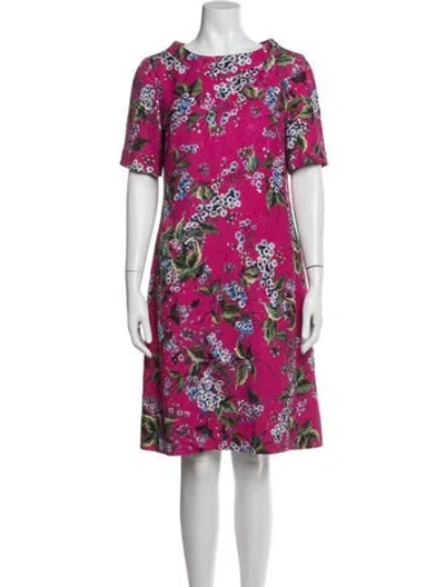 Pre-owned Escada Floral Print Knee-length Dress In Purple