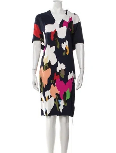Pre-owned Escada Floral Print Knee-length Dress W/ Tags In Multi
