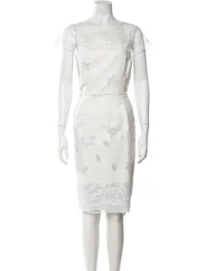 Pre-owned Escada Floral Print Knee-length Dress W/ Tags In Neutrals
