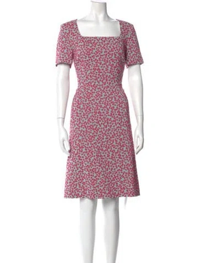 Pre-owned Escada Floral Print Knee-length Dress W/ Tags In Pink