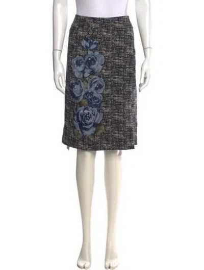 Pre-owned Escada Floral Print Knee-length Skirt In Black