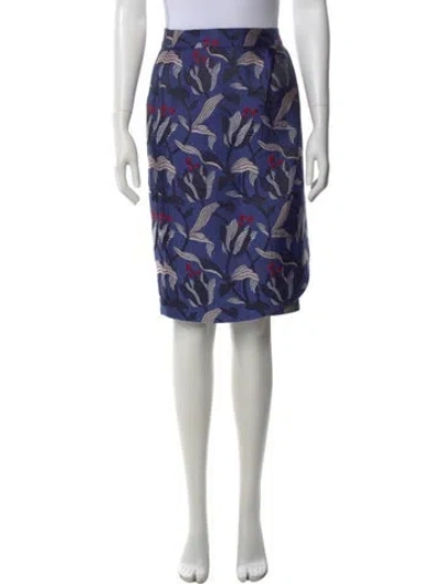 Pre-owned Escada Floral Print Knee-length Skirt In Blue