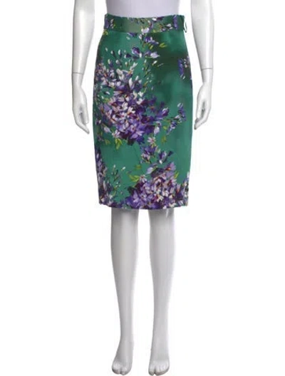Pre-owned Escada Floral Print Knee-length Skirt In Green