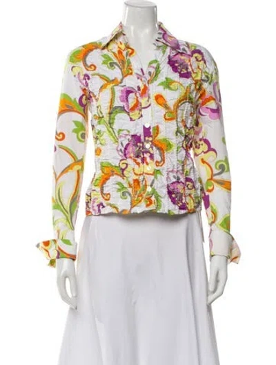 Pre-owned Escada Floral Print Long Sleeve Blouse In Multi