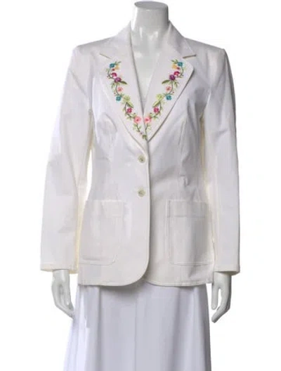 Pre-owned Escada Floral Print Long Sleeve Top In Neutrals