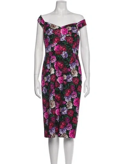 Pre-owned Escada Floral Print Midi Length Dress