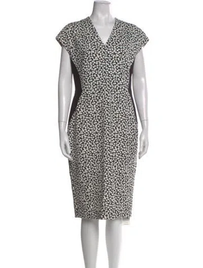 Pre-owned Escada Floral Print Midi Length Dress In Black