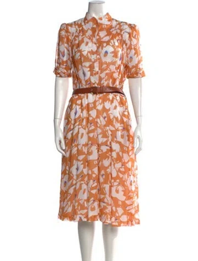 Pre-owned Escada Floral Print Midi Length Dress In Orange