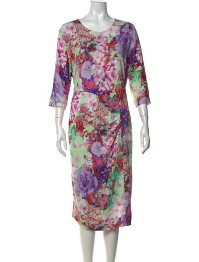 Pre-owned Escada Floral Print Midi Length Dress In Pink