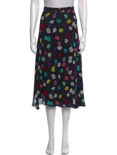 Pre-owned Escada Floral Print Midi Length Skirt In Black