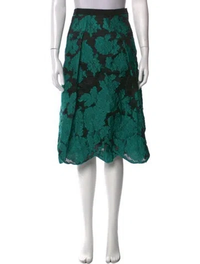 Pre-owned Escada Floral Print Midi Length Skirt In Black