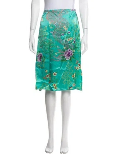 Pre-owned Escada Floral Print Midi Length Skirt In Green