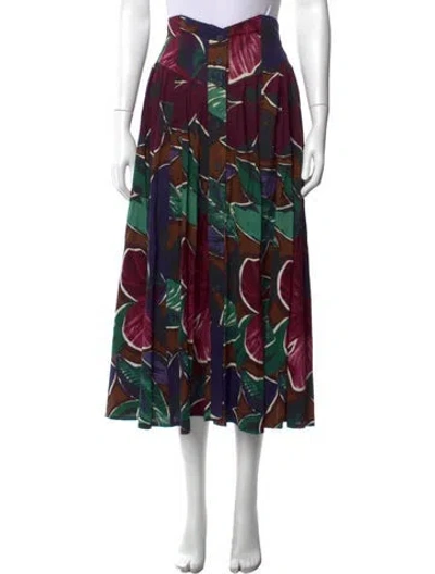 Pre-owned Escada Floral Print Midi Length Skirt In Multicolor