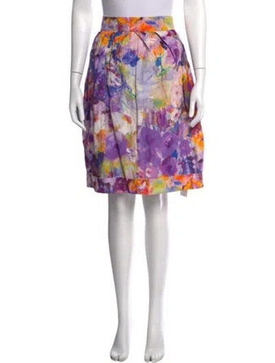 Pre-owned Escada Floral Print Midi Length Skirt In Pink