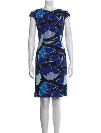 Pre-owned Escada Floral Print Mini Dress In Blue