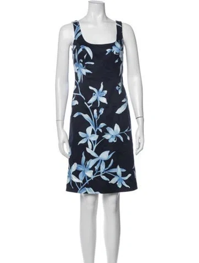 Pre-owned Escada Floral Print Mini Dress In Blue