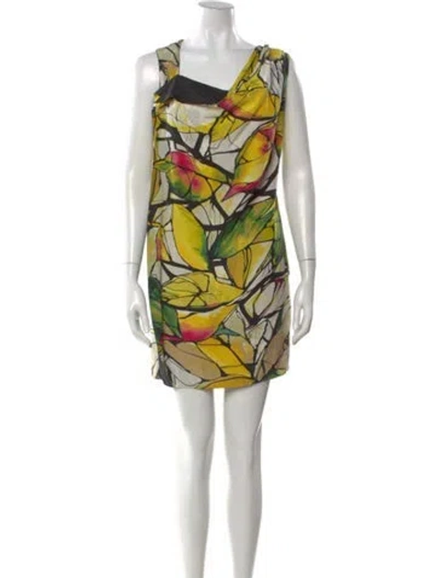 Pre-owned Escada Floral Print Mini Dress In Multi