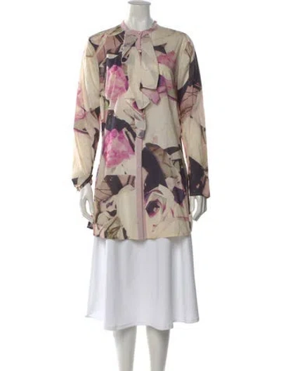 Pre-owned Escada Floral Print Mini Dress In Neutral
