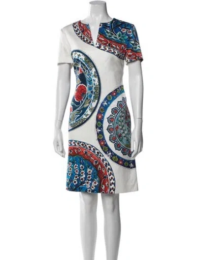 Pre-owned Escada Floral Print Mini Dress In Neutral