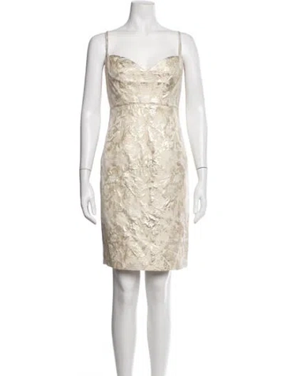 Pre-owned Escada Floral Print Mini Dress In Neutrals
