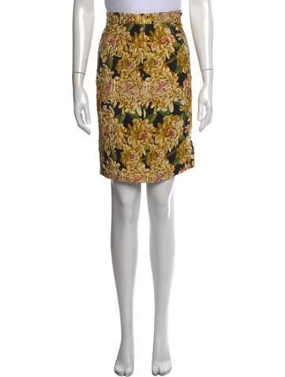 Pre-owned Escada Floral Print Mini Skirt In Gold