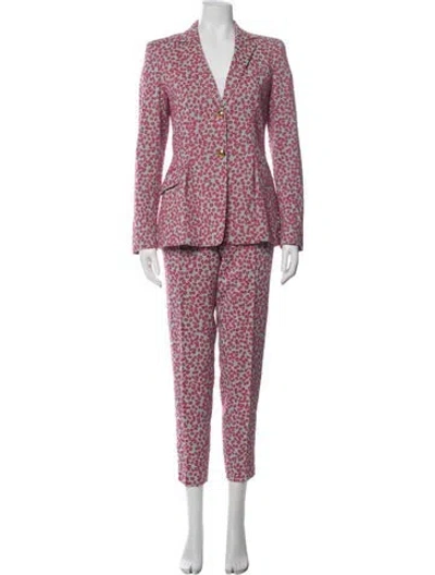 Pre-owned Escada Floral Print Pantsuit In Pink