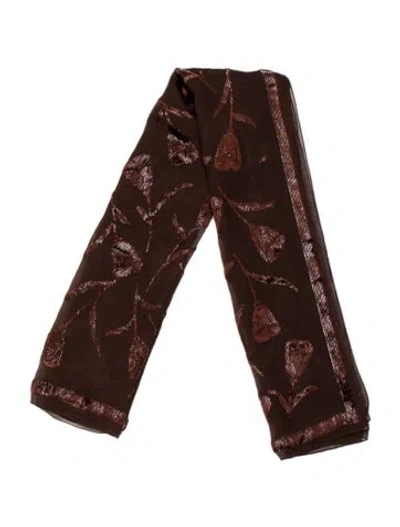 Pre-owned Escada Floral Print Scarf In Brown