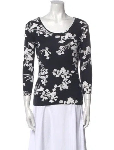 Pre-owned Escada Floral Print Scoop Neck Top In Multi