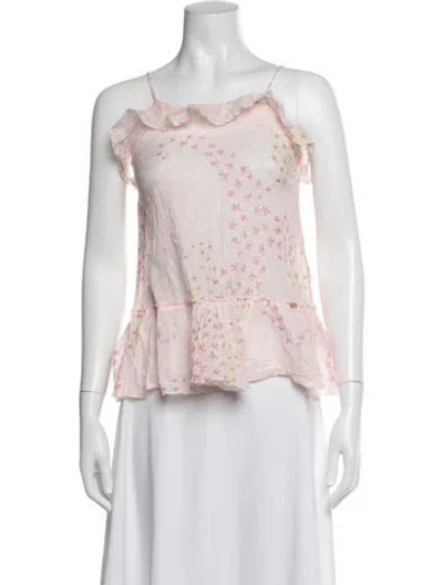 Pre-owned Escada Floral Print Scoop Neck Top In Pink