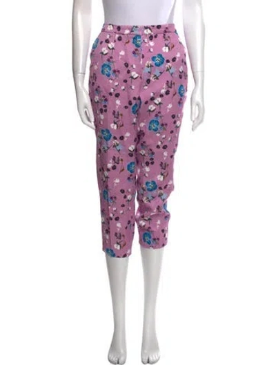 Pre-owned Escada Floral Print Skinny Leg Pants In Purple