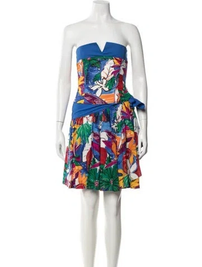 Pre-owned Escada Floral Print Skirt Set In Blue