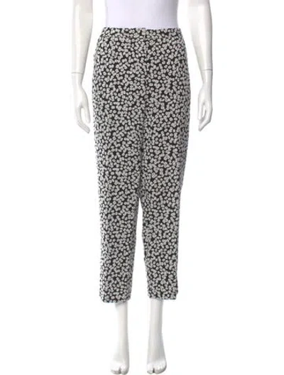 Pre-owned Escada Floral Print Straight Leg Pants W/ Tags In Black