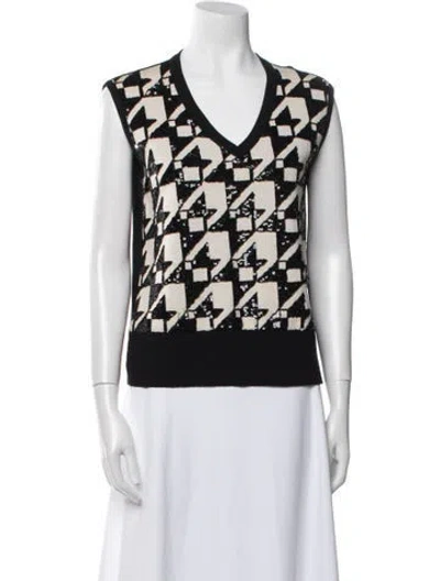Pre-owned Escada Floral Print Vest In Black