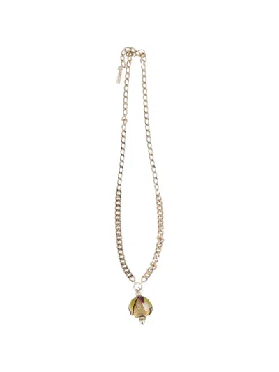 Pre-owned Escada Floral-pendant Necklace In Silver