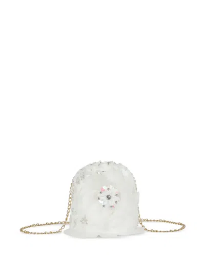 Escada Kids' Flower Embellished Chain Bag In White
