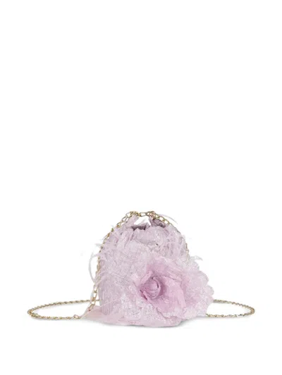 Escada Kids' Flower-motif Feather Bag In Pink