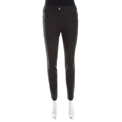 Escada Forest Green Stretch Denim Teresa Straight Leg Jeans In Black