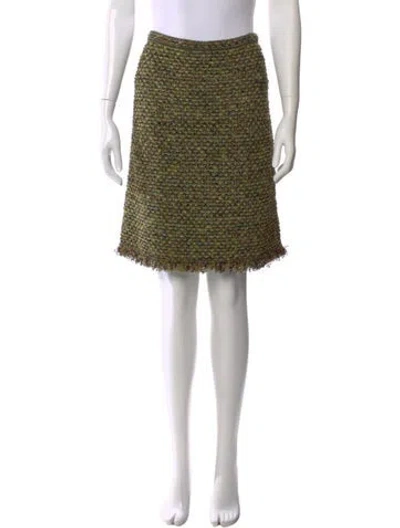 Pre-owned Escada Fringe Trim Accent Knee-length Skirt In Multi