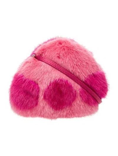 Pre-owned Escada Fur Evening Bag In Pink