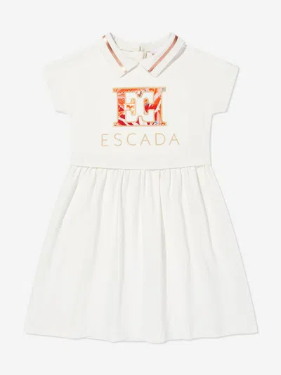 Escada Kids'  Girls Embroidered Logo Dress In Ivory
